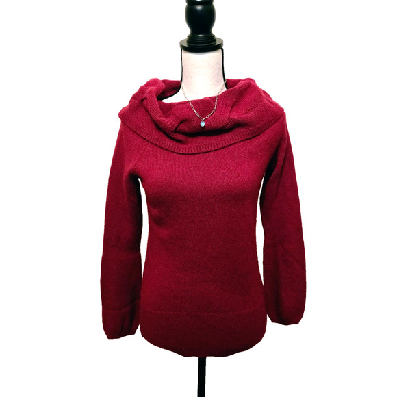 White House Black Market Womens Red Cowl Neck Wool Blend Sweater Size Small - Picture 2 of 9